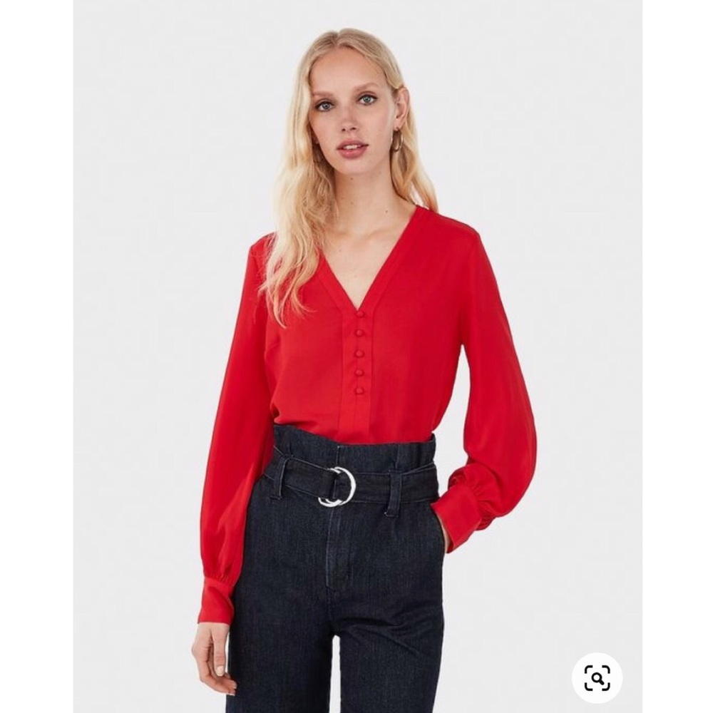 Express Button Front Chelsea Popover Blouse